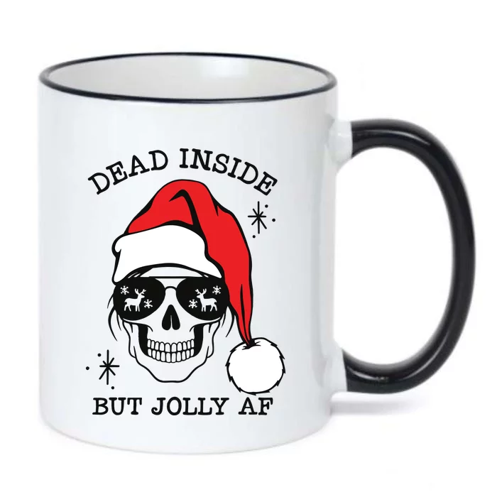 Dead Inside But Jolly Af Funny Christmas Black Color Changing Mug