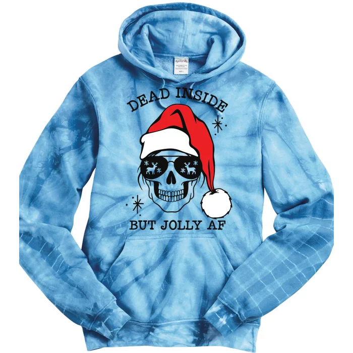 Dead Inside But Jolly Af Funny Christmas Tie Dye Hoodie