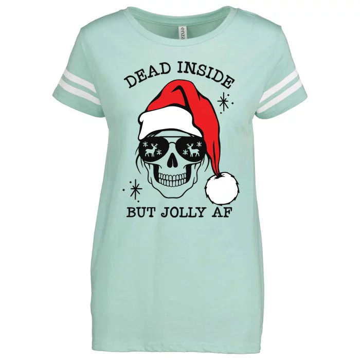 Dead Inside But Jolly Af Funny Christmas Enza Ladies Jersey Football T-Shirt