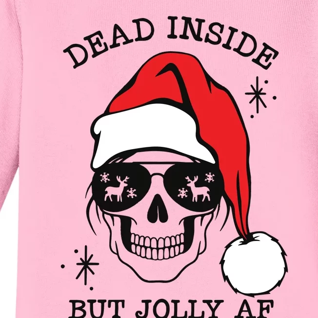 Dead Inside But Jolly Af Funny Christmas Baby Long Sleeve Bodysuit