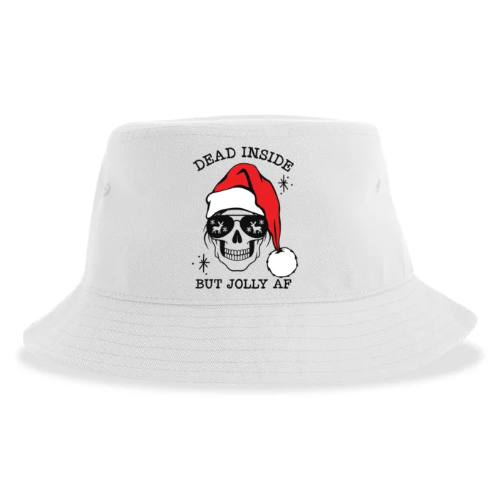 Dead Inside But Jolly Af Funny Christmas Sustainable Bucket Hat