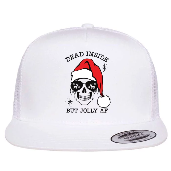 Dead Inside But Jolly Af Funny Christmas Flat Bill Trucker Hat