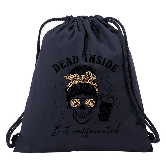 Dead Inside But Caffeinated Coffee Skeleton Gift Drawstring Bag