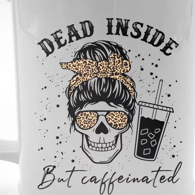 Dead Inside But Caffeinated Coffee Skeleton Gift Front & Back Beer Stein