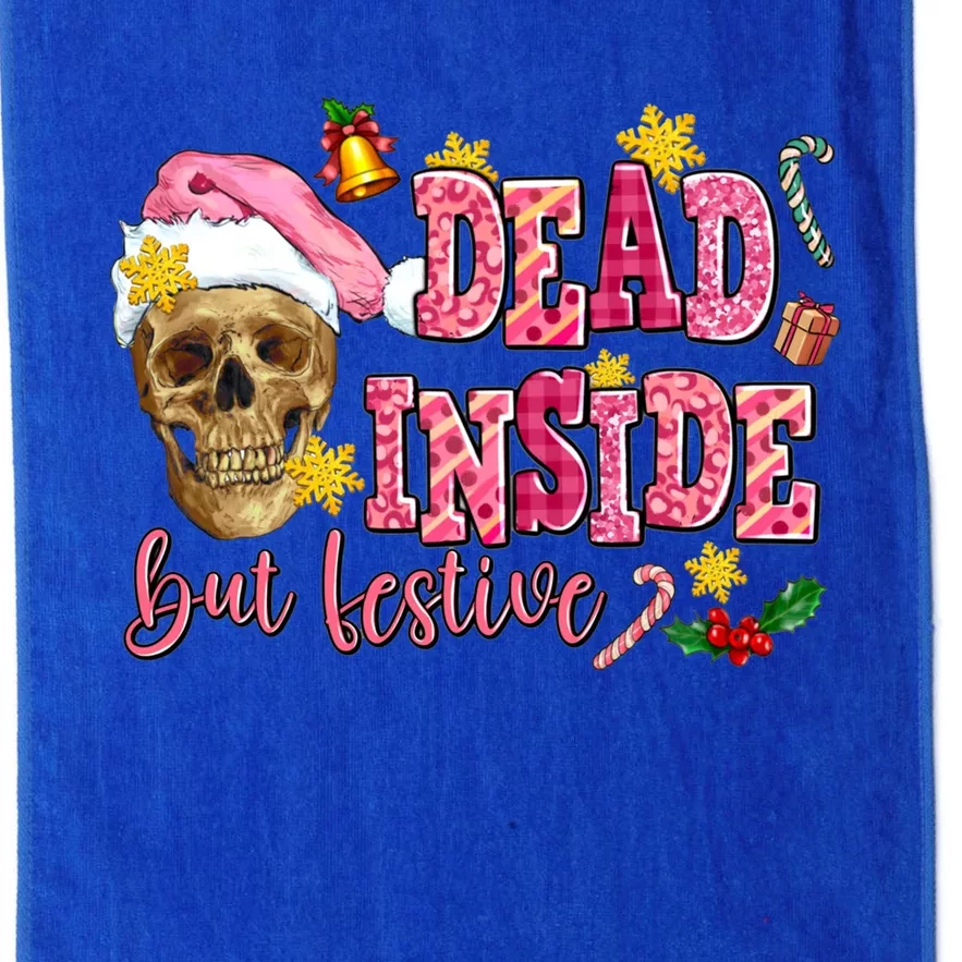 Dead Inside But Festive Skeleton Santa Christmas Pajamas Gift Platinum Collection Golf Towel