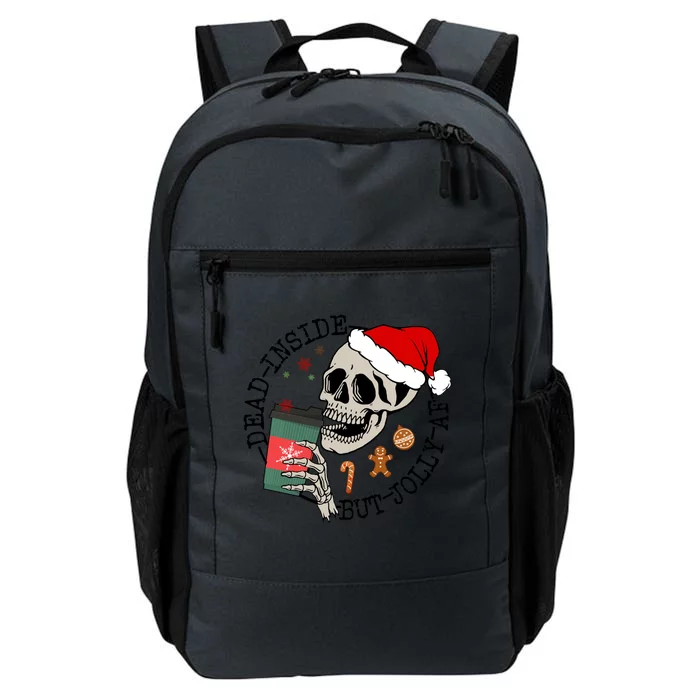 Dead Inside But Jolly Af Funny Skeleton Ing Coffee Xmas Cool Gift Daily Commute Backpack