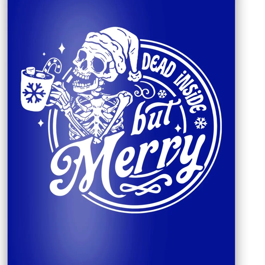 Dead Inside But Merry Retro Coffee Latte Christmas Skeleton Meaningful Gift Poster