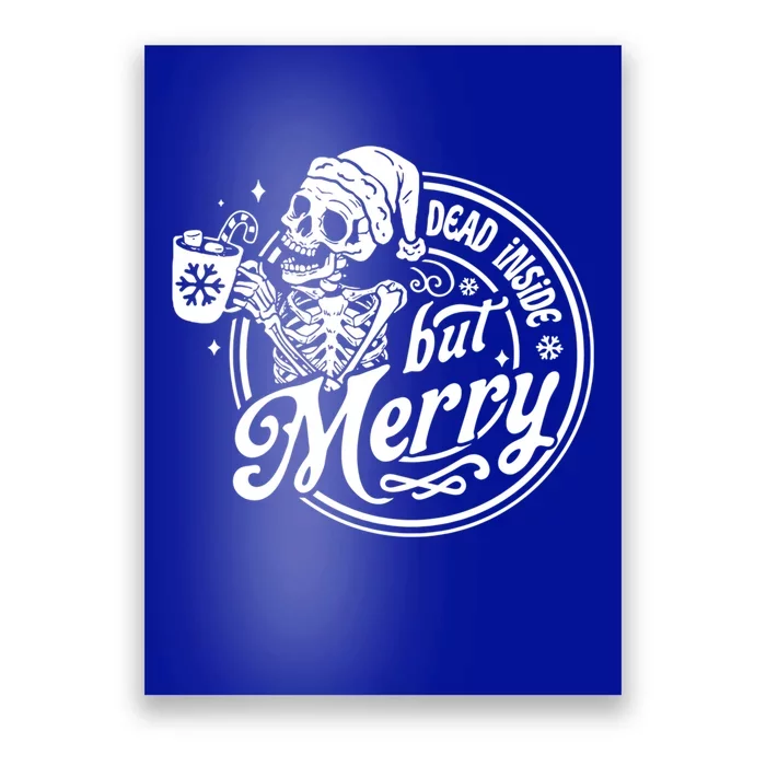 Dead Inside But Merry Retro Coffee Latte Christmas Skeleton Meaningful Gift Poster