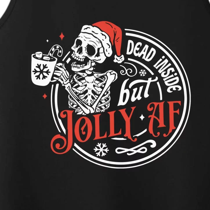 Dead Inside But Jolly Af Dead Inside Jolly Skeleton Christmas Performance Tank