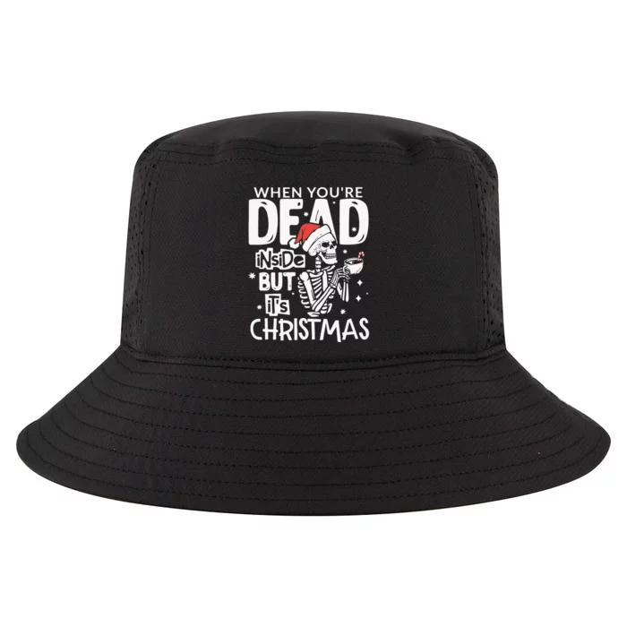 Dead Inside But Jolly Af Christmas Skeleton Cool Comfort Performance Bucket Hat