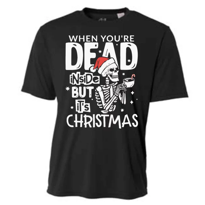 Dead Inside But Jolly Af Christmas Skeleton Cooling Performance Crew T-Shirt