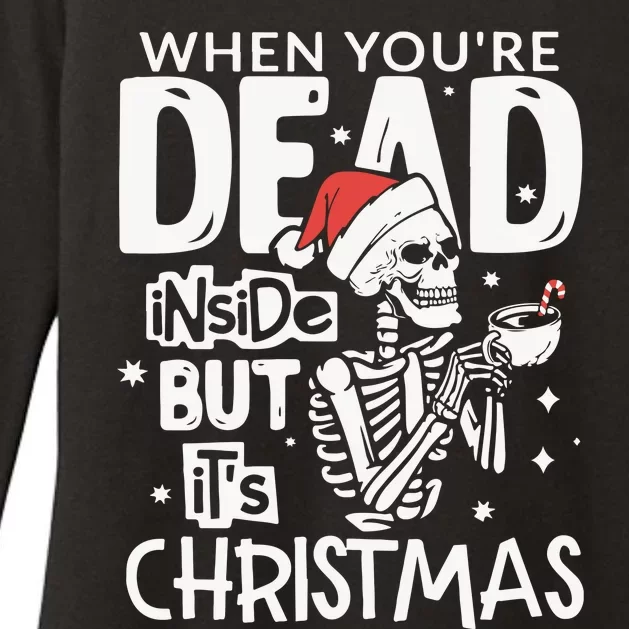 Dead Inside But Jolly Af Christmas Skeleton Womens CVC Long Sleeve Shirt