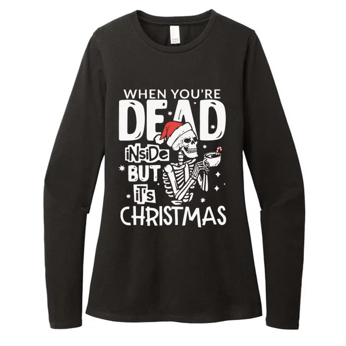 Dead Inside But Jolly Af Christmas Skeleton Womens CVC Long Sleeve Shirt