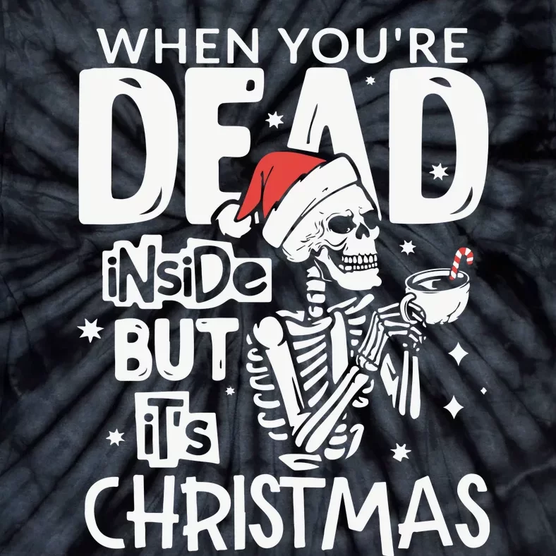 Dead Inside But Jolly Af Christmas Skeleton Tie-Dye T-Shirt