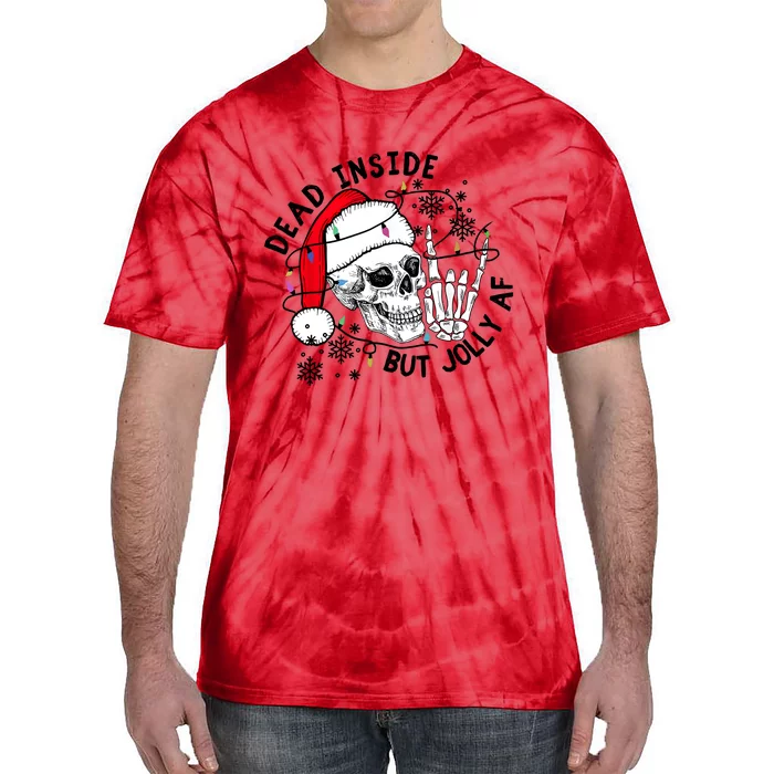 Dead Inside But Jolly Af Christmas Skeleton Tie-Dye T-Shirt