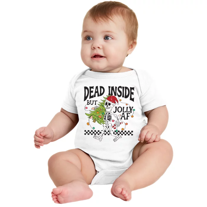 Dead Inside But Jolly Afchristmas Skeleton Sweater Christmas Baby Bodysuit