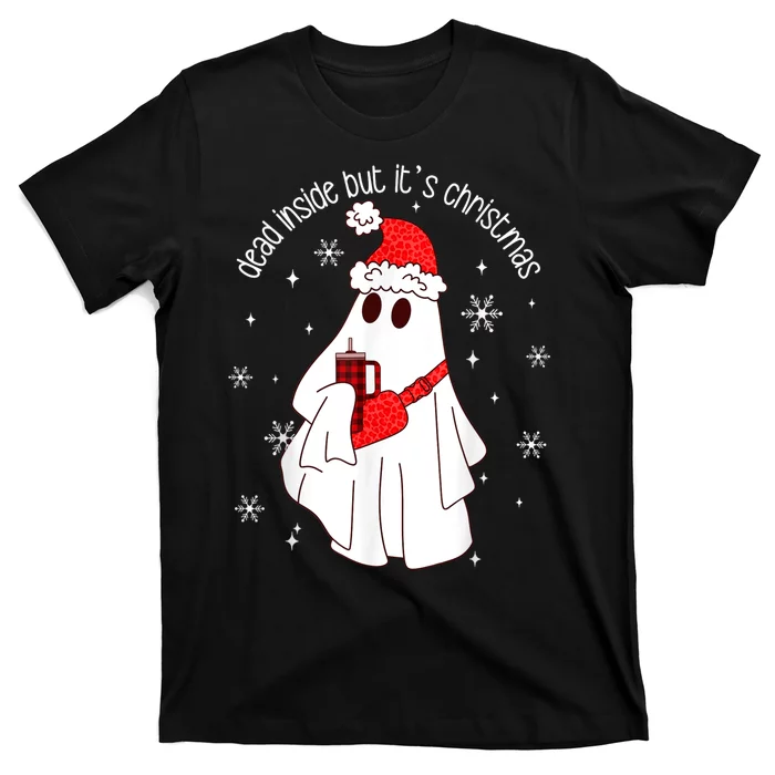 Dead Inside But Its Christmas Funny Ghost Retro Boo Jee T-Shirt