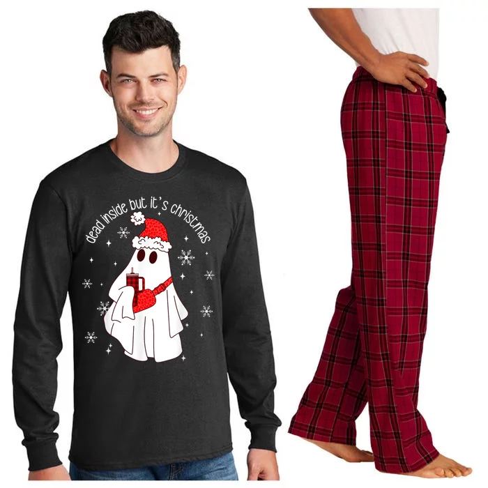 Dead Inside But Its Christmas Funny Ghost Retro Boo Jee Long Sleeve Pajama Set