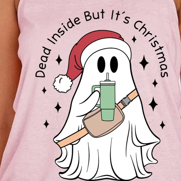 Dead Inside But Its Christmas Boujee Ghost Stanley Tumbler Cute Gift Women's Knotted Racerback Tank