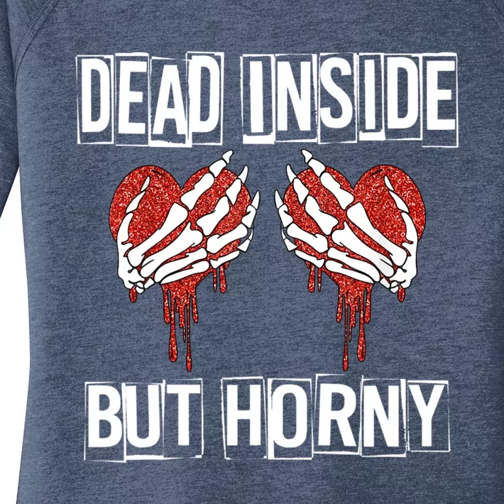 Dead Inside But Horny Funny Valentine's Day Skull Cute Heart Cute Gift Women's Perfect Tri Tunic Long Sleeve Shirt