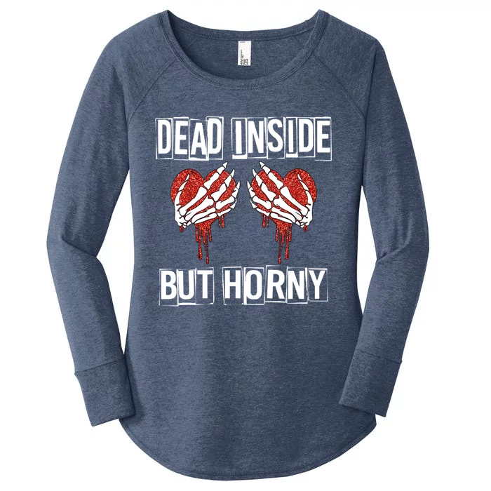 Dead Inside But Horny Funny Valentine's Day Skull Cute Heart Cute Gift Women's Perfect Tri Tunic Long Sleeve Shirt