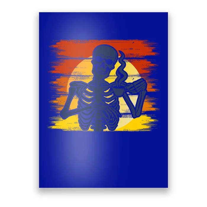 Dead Inside But Caffeinated Skeleton Dad Halloween Gift Poster