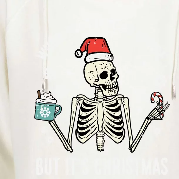 Dead Inside But Its Christmas Skeleton Coffee Xmas Gift Womens Funnel Neck Pullover Hood