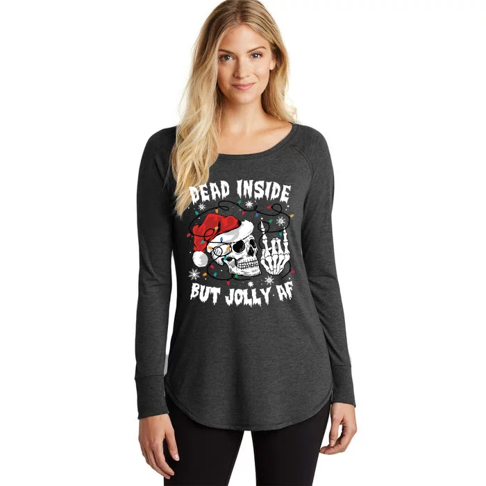 Dead Inside But Jolly Af Funny Christmas Women's Perfect Tri Tunic Long Sleeve Shirt