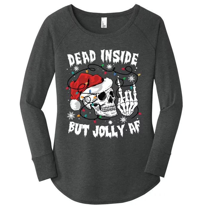 Dead Inside But Jolly Af Funny Christmas Women's Perfect Tri Tunic Long Sleeve Shirt