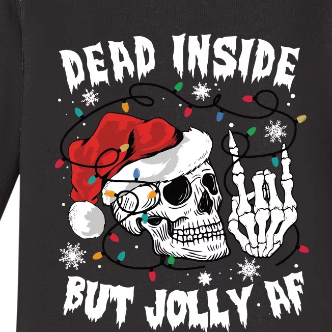 Dead Inside But Jolly Af Funny Christmas Baby Long Sleeve Bodysuit