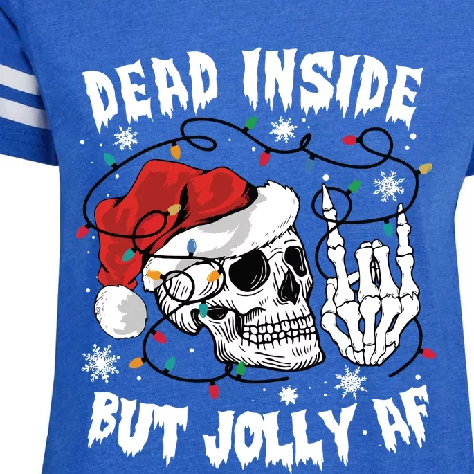 Dead Inside But Jolly Af Funny Christmas Enza Ladies Jersey Football T-Shirt