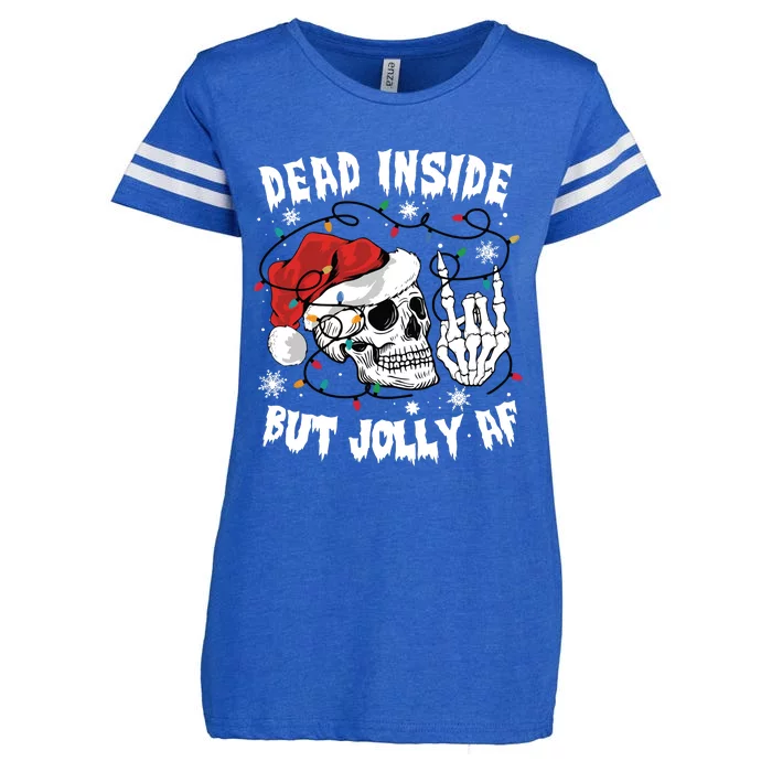 Dead Inside But Jolly Af Funny Christmas Enza Ladies Jersey Football T-Shirt