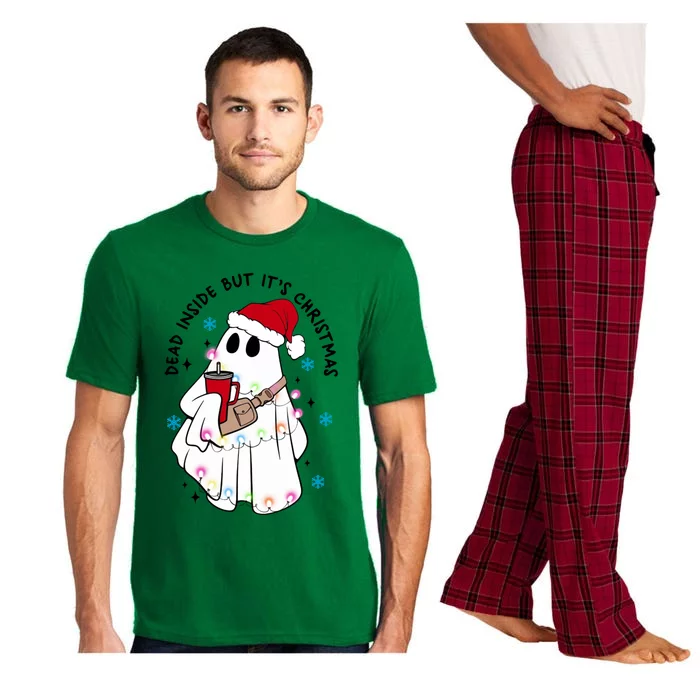 Dead Inside But ItS Christmas Cute Boo Jee Ghost Santa Xmas Gift Pajama Set