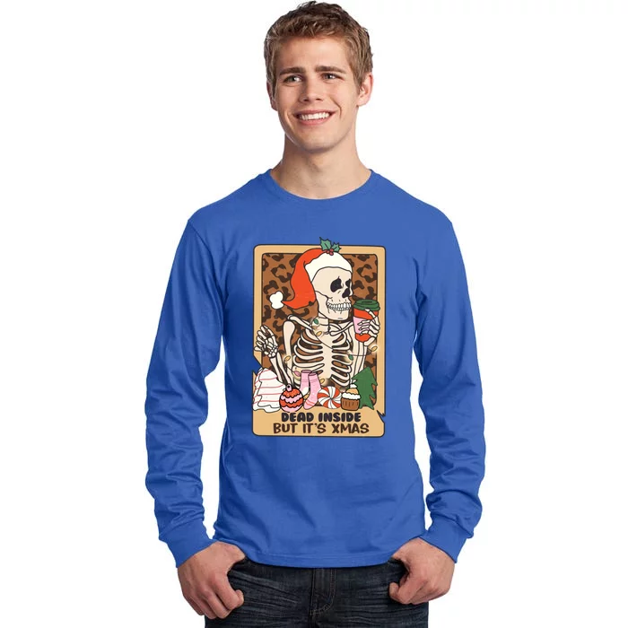 Dead Inside But ItS Christmas Festive Skeleton Design Gift Tall Long Sleeve T-Shirt