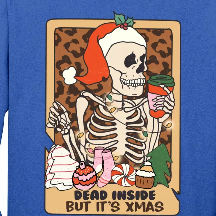 Dead Inside But ItS Christmas Festive Skeleton Design Gift Tall Long Sleeve T-Shirt