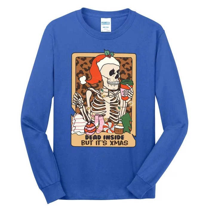 Dead Inside But ItS Christmas Festive Skeleton Design Gift Tall Long Sleeve T-Shirt