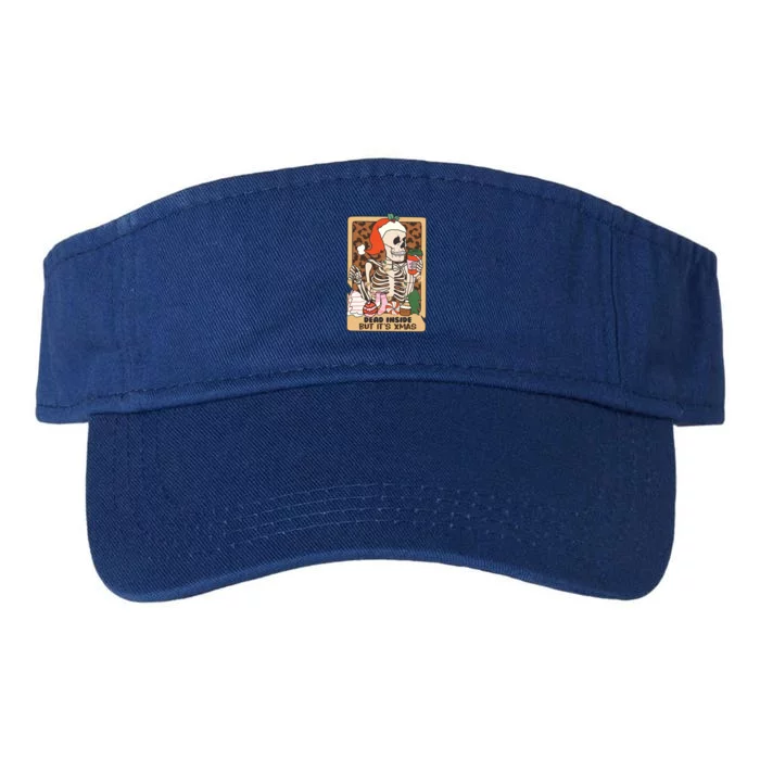 Dead Inside But ItS Christmas Festive Skeleton Design Gift Valucap Bio-Washed Visor