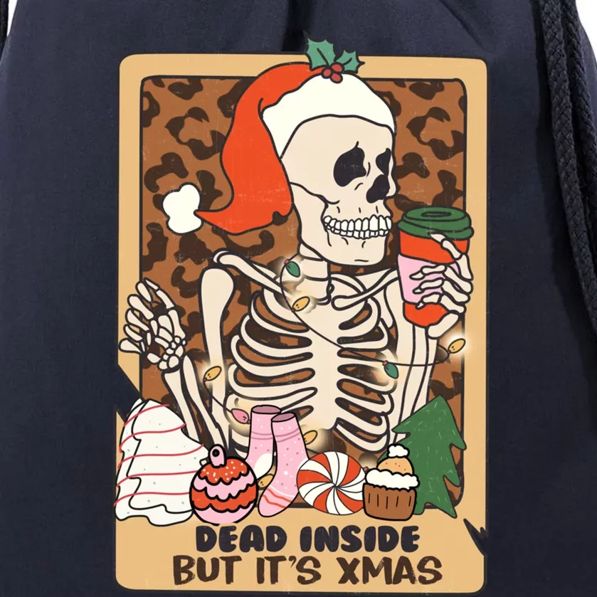 Dead Inside But ItS Christmas Festive Skeleton Design Gift Drawstring Bag