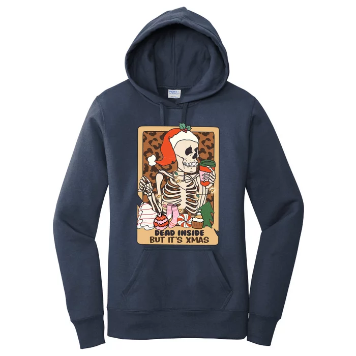 Dead Inside But ItS Christmas Festive Skeleton Design Gift Women's Pullover Hoodie