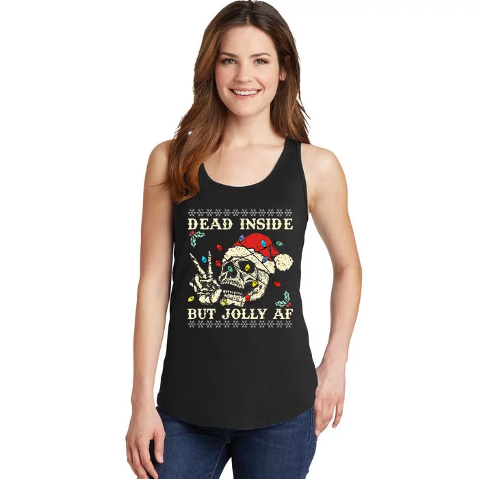 Dead Inside But Jolly AF Skeleton Santa Xmas Ladies Essential Tank