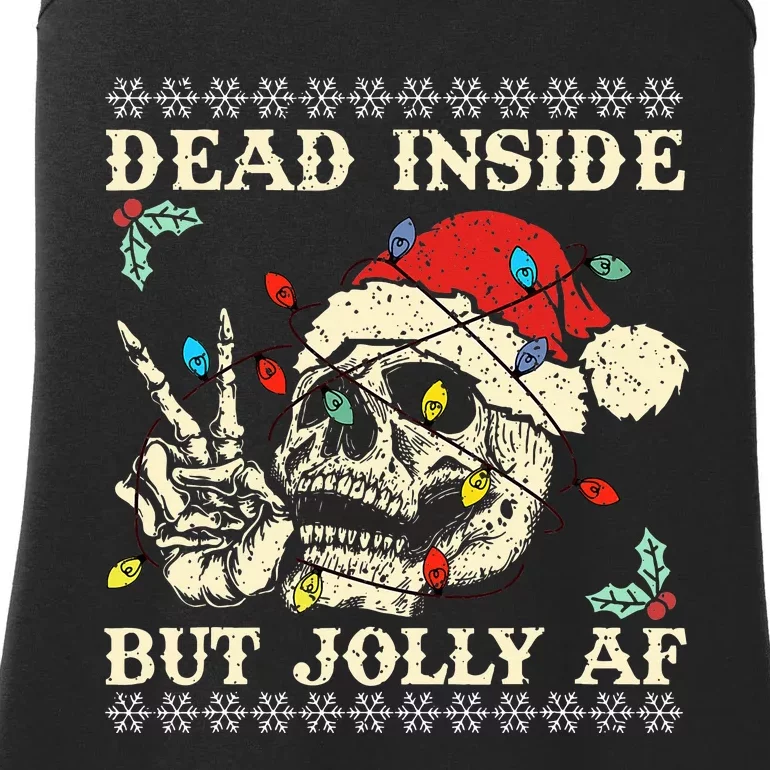 Dead Inside But Jolly AF Skeleton Santa Xmas Ladies Essential Tank