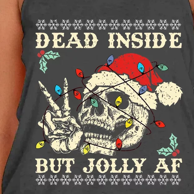 Dead Inside But Jolly AF Skeleton Santa Xmas Women's Knotted Racerback Tank