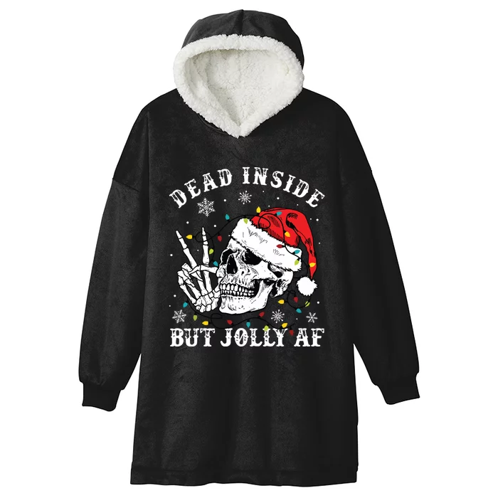 Dead Inside But Jolly Af Skeleton Santa Christmas Pajamas Hooded Wearable Blanket