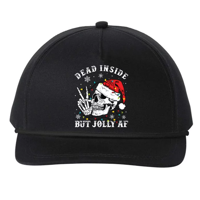 Dead Inside But Jolly Af Skeleton Santa Christmas Pajamas Snapback Five-Panel Rope Hat