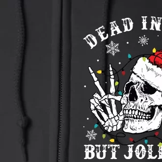 Dead Inside But Jolly Af Skeleton Santa Christmas Pajamas Full Zip Hoodie