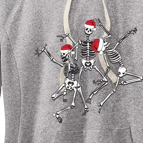 Dead Inside But ItS Christmas Funny Skeletons Dancing Meme Gift Women's Fleece Hoodie