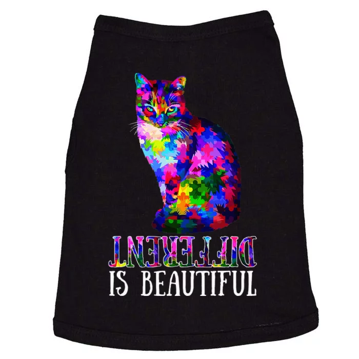 Different Is Beautiful Cat Autism Awareness Doggie Tank