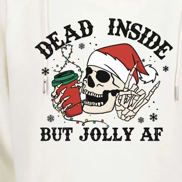 Dead Inside But Christmas Skeleton Womens Funnel Neck Pullover Hood