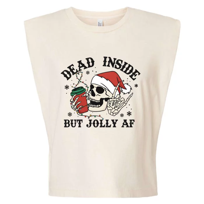 Dead Inside But Christmas Skeleton Garment-Dyed Women's Muscle Tee