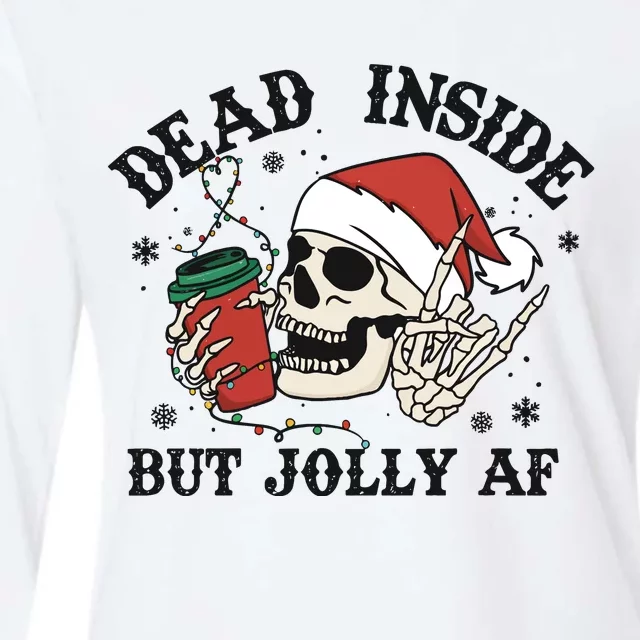 Dead Inside But Christmas Skeleton Womens Cotton Relaxed Long Sleeve T-Shirt